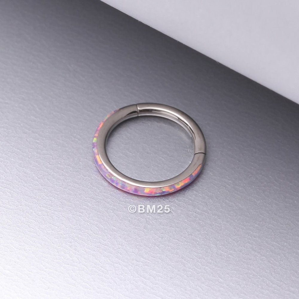 Implant Grade Titanium Brilliant Fire Opal Lined Seamless Clicker Ring - 10mm
